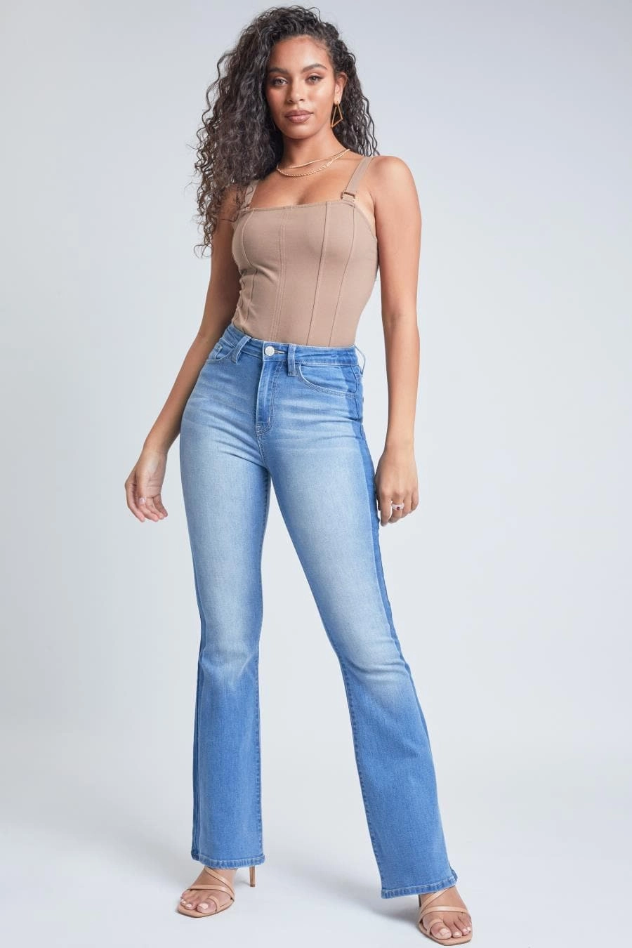 Women's  Flare Jeans With Shadow Side Panel Chic Essentials