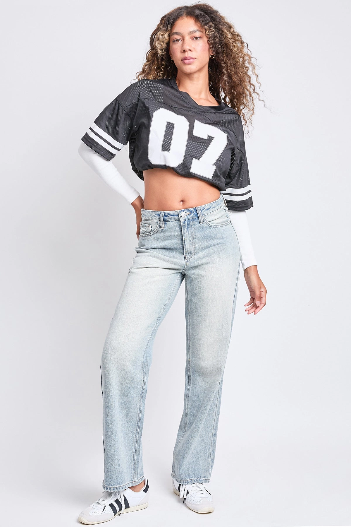 Fashion Routine Active Touch Women's High Rise Relaxed Fit Rip Repair Jeans