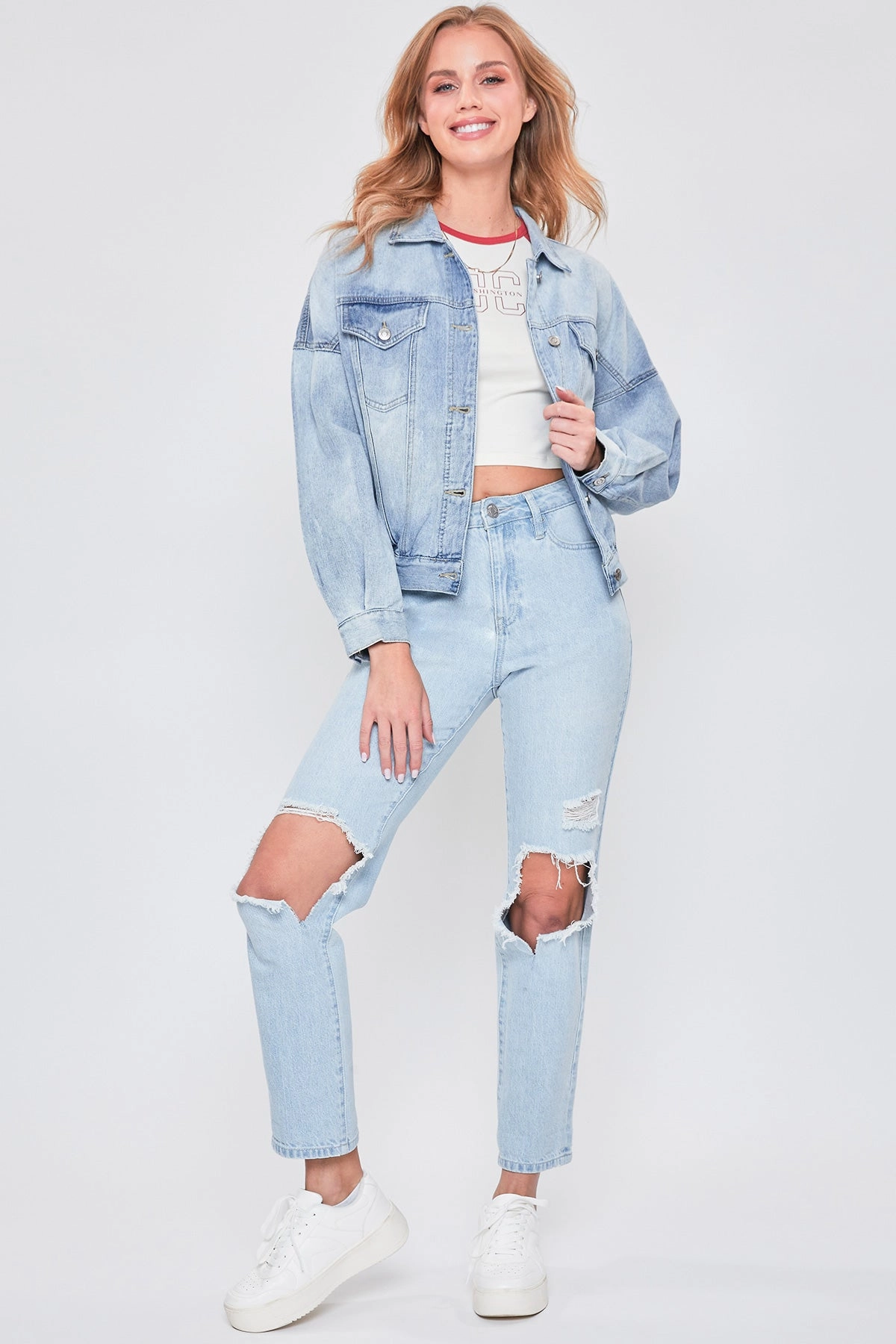 Women's Hybrid Dream Mom Fit Ankle Jeans Reinforced Pockets Comfy Streetwear Fan Music Event