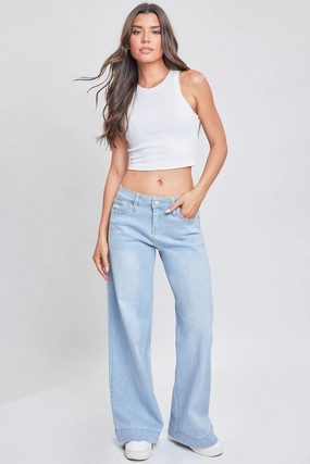 Soft Texture Premium Fit Women's Low Rise Wide Leg Jeans
