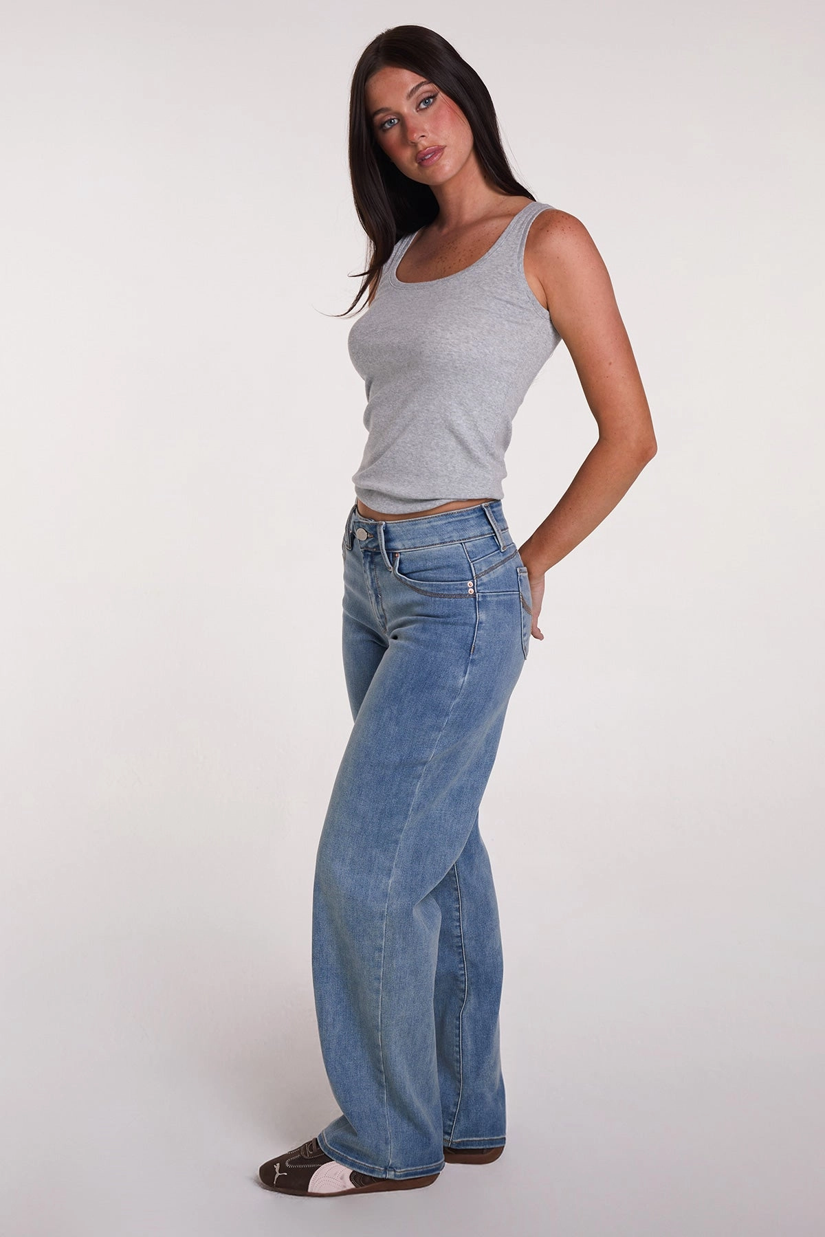 Women's Luxe High Rise WannaBettaButt Straight Leg Jeans Low Impact Processing