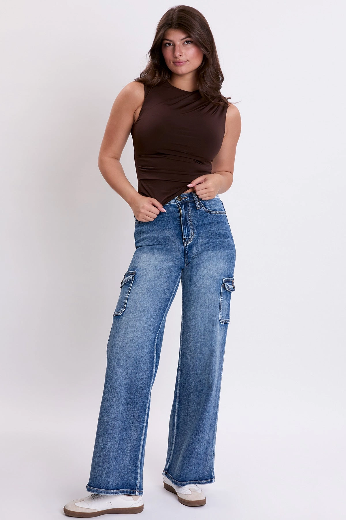 Women's Skater Cargo Wide Leg Jeans Denim Strong Stitch