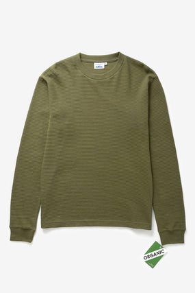 Trendy Tops Fashion Top Power Goods - Thermal Waffle Long Sleeve Tee - Olive