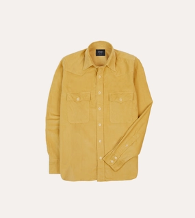 Yellow Corduroy Two-Pocket Western Shirt Printed Pattern Unisex wear