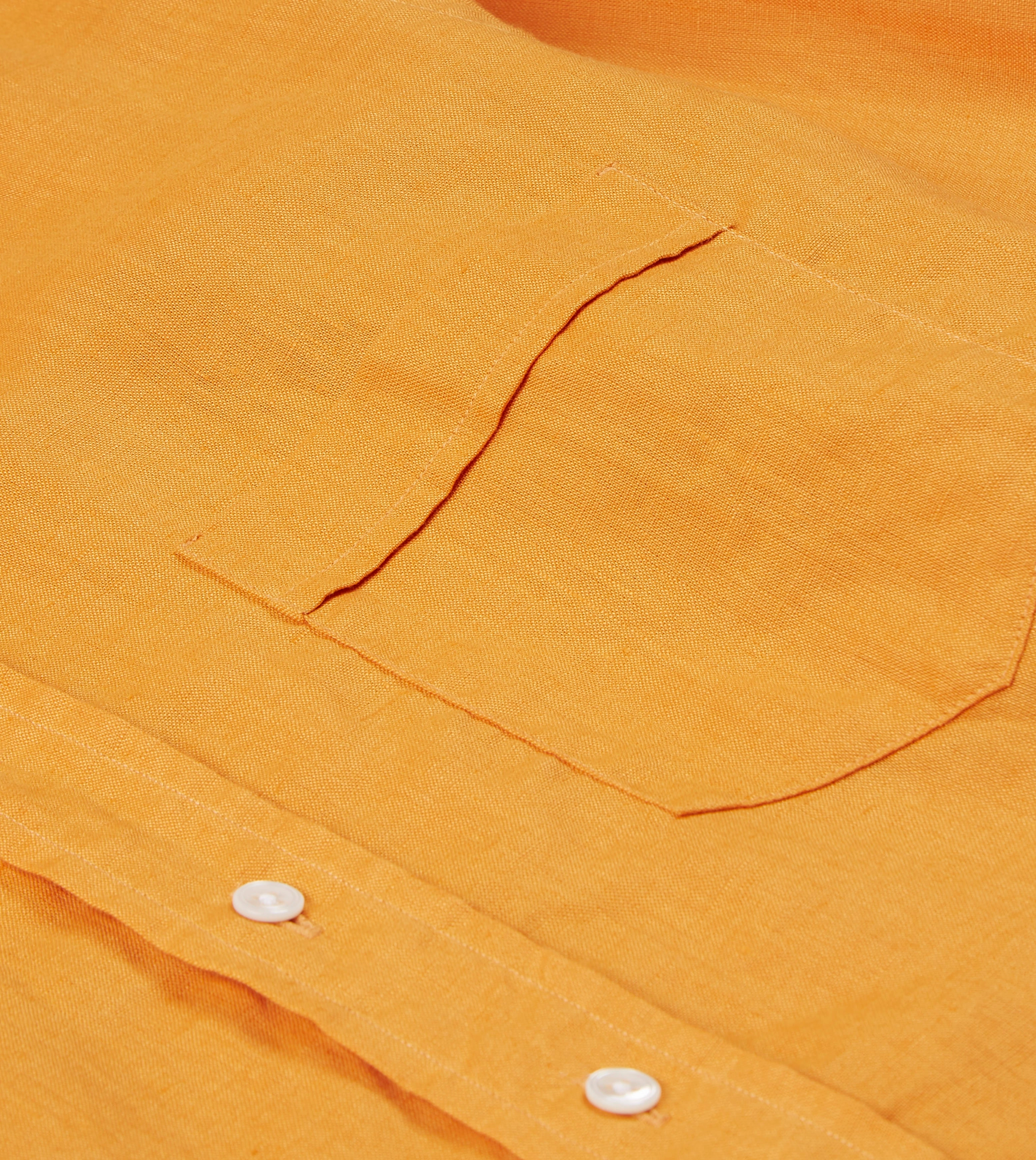 Asymmetrical Cut Trendy Pattern Yellow Linen Spread Collar Shirt