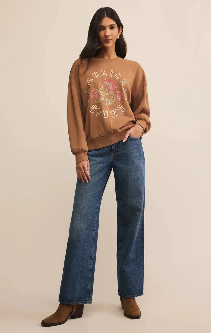 Z Supply Stay Wild Sunday Sweatshirt Layer Relaxed