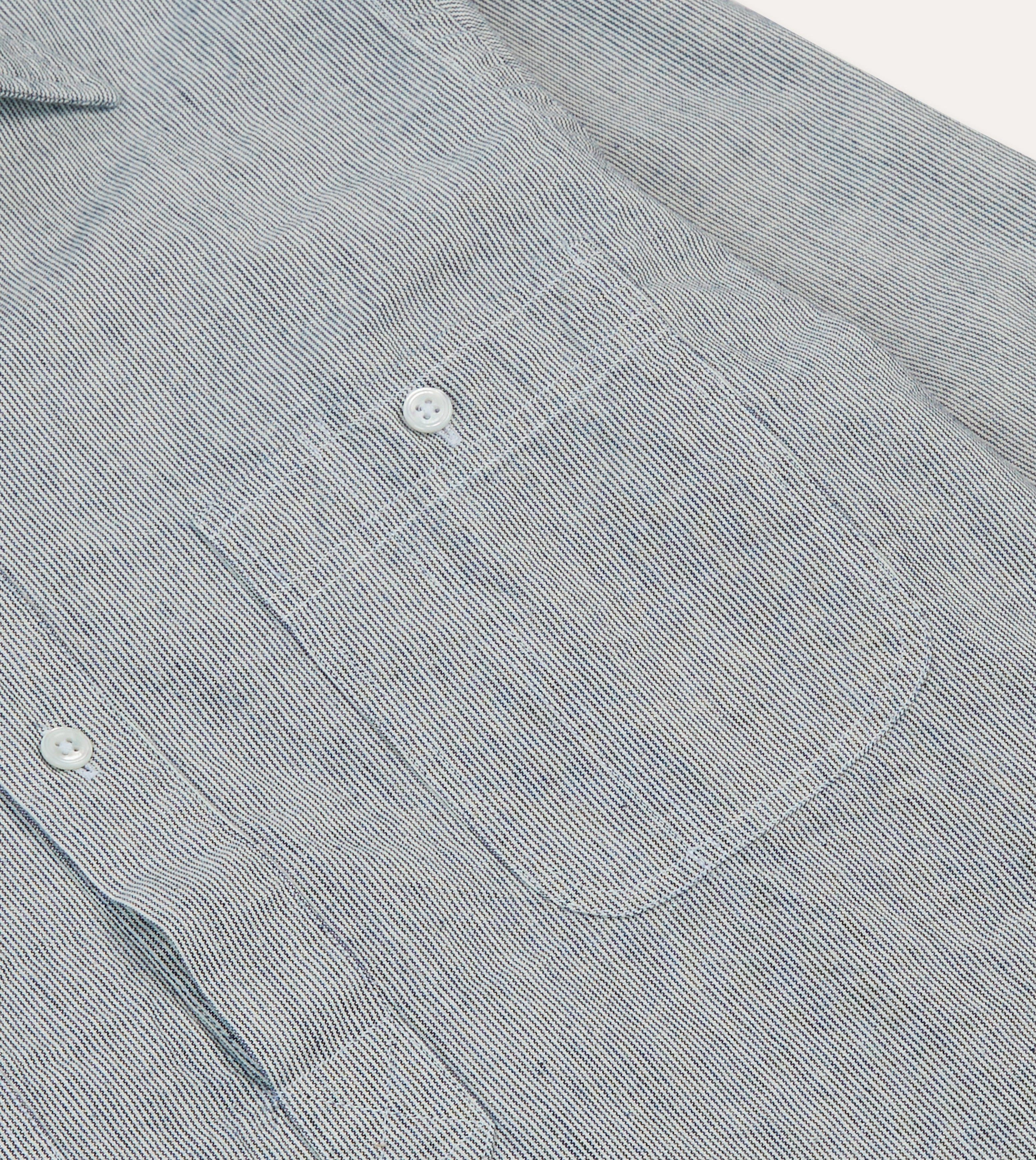 Blue Hickory Stripe Cotton Long Point Collar Popover Shirt Polka Dot
