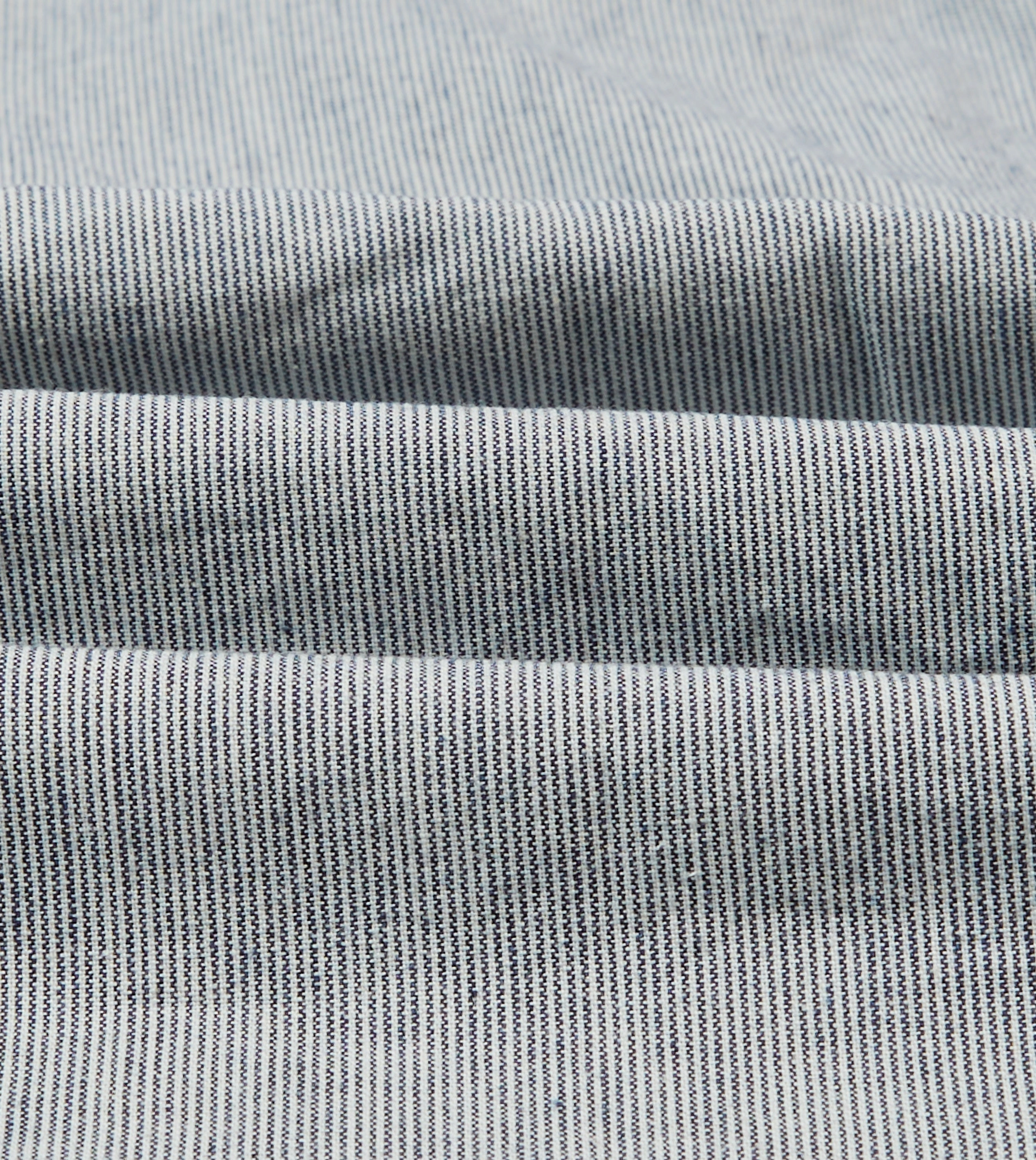 Blue Hickory Stripe Cotton Long Point Collar Popover Shirt Cruise Collection